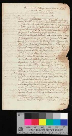 "An account of things taken from Mr. Cook´s own mouth, May 19 1696"