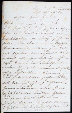 Brief von Clara Schumann an Heinrich Henkel : Brief von Clara Schumann an Heinrich Henkel. Baden, 05.07.1867. Seite 1. Dresden: SLUB Mscr.Dresd.App.321,248m