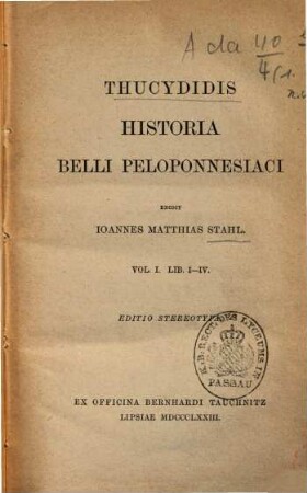 Historia belli Peloponnesiaci, 1. Lib. I - IV