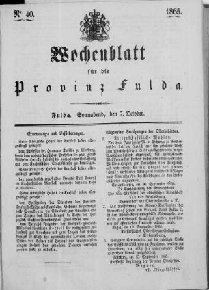 Nr. 40, Ausgabe vom 7. Oktober 1865
