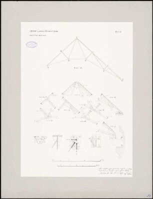 Preußisches Parlament, Berlin Schinkelwettbewerb 1869: Turmhelm: Dachkonstruktion, Details zu Binder D