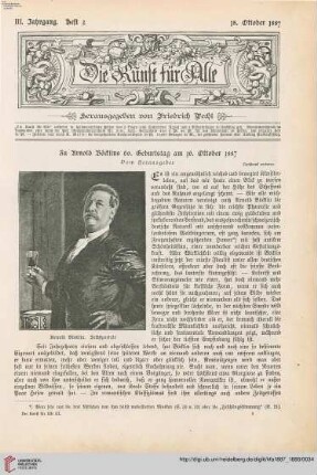 3: Zu Arnold Böcklins 60. Geburtstag am 16. Oktober 1887