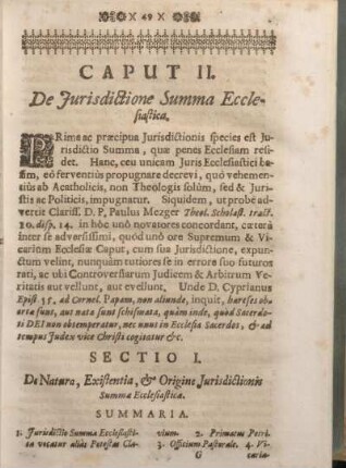 Caput II. De Jurisdictione 'Summa Ecclesiastica.