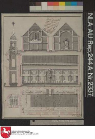 Bau einer Kirche in Wittmund: Ansicht, Grundriss, Schnitte