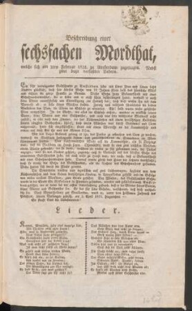 9. Beschreibung einer sechsfachen Mordthat, welche sich am 2ten Februar 1831 zu Amsterdam zugetragen