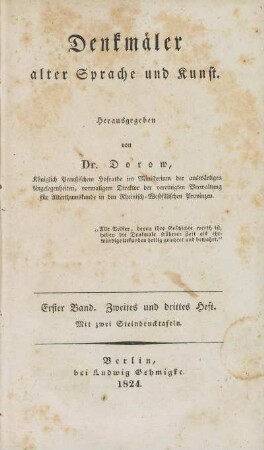 1.1823/24, Nr. 2-3: Denkmäler alter Sprache und Kunst