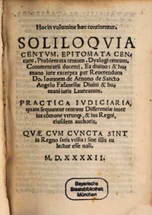 Soliloquia centum : Epitomata centu