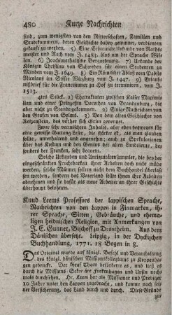 Nachrichten von den Lappen in Finmarken, ihrer Sprache, Sitten und Gebräuche, und ehemaligen heidnischen Religion.