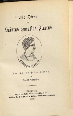 Die Oden des Quintus Horatius Flaccus : poetische Prosaübersetzung