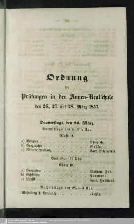 Ordnung der Prüfungen in der Annen-Realschule