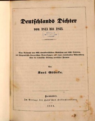 Deutschlands Dichter von 1813 - 1843