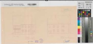 Warendorf (Warendorf) Gymnasium Laurentianum Direktorenwohnung Süd- und Nordansicht 1961 1 : 100 30 x 57 Pause Staatshochbauamt Beckum Regierung Münster Nr. 34095