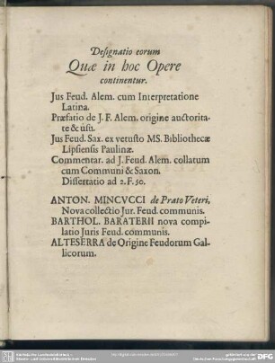Designatio eorum Quae in hoc Opere continentur