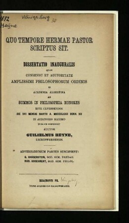 Quo tempore Hermae pastor scriptus sit