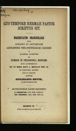 Quo tempore Hermae pastor scriptus sit