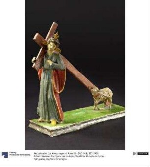 Jesusknabe, das Kreuz tragend.