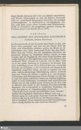 3. Abschnitt: Drei Grössen Der Spanischen Renaissance (Cabezón, Salinas, Fuenllana)