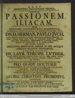 Dissertatio Inauguralis Medica, Sistens Passionem Iliacam