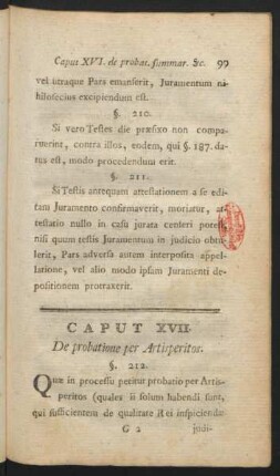Caput XVII. De probatione per Artisperios