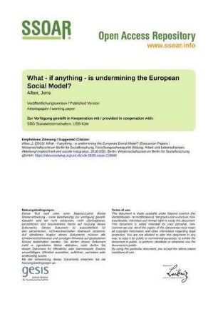 What - if anything - is undermining the European Social Model?