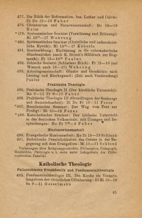 65-67, Katholische Theologie