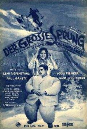Programmheft zum Ufa-Film "Der Grosse Sprung" mit Leni Riefenstahl und Louis Trenker