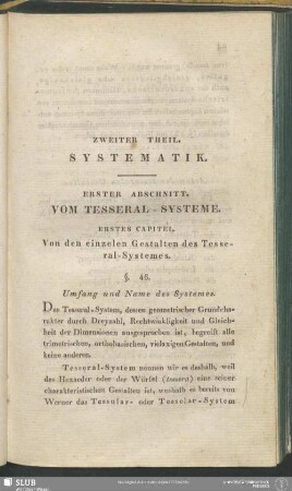 Zweiter Theil. Systematik