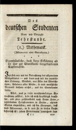 Des deutschen Studenten Neun- und Vierzigste Lehrstunde