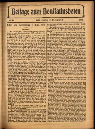 Zweite Ausgabe vom Sonntag, den 18. September 1904.
