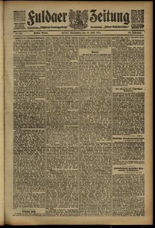 Erste Ausgabe vom Donnerstag, den 18. Juli 1912.