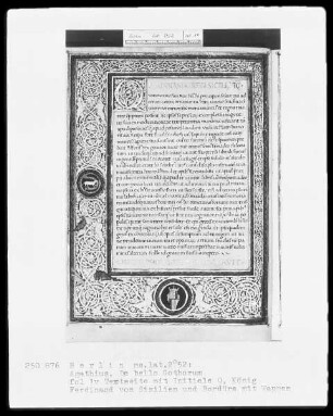 Agathius, De bello Gothorum — ---, Folio 1 versoBordüre