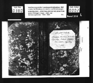 Extrakt der Geldgülten: Scheurachshof mit Schönbronn, Kocherstein, Lipfersberg, Bobachshof, Bühlhof, Niedernhall und Nagelsberg.