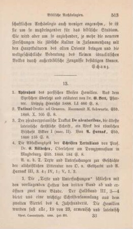513-520 [Rezension] Aphraates, Aphrahat's des persischen Weisen Homilien