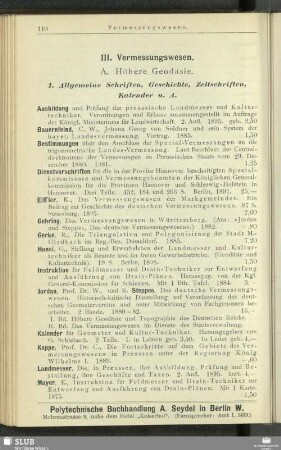 III. Vermessungswesen