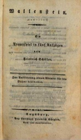 Wallenstein : Ein Trauerspiel in 5 Aufzügen