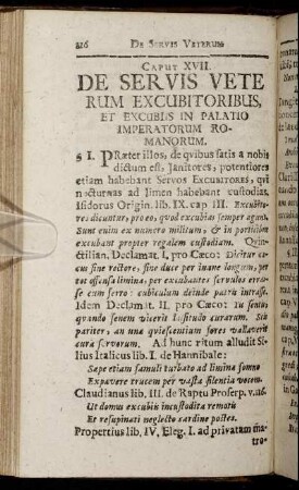 Caput XVII. De Servis Vete Rum Excubitoribus Et Excubis In Palatio Imperatorum Romanorum.