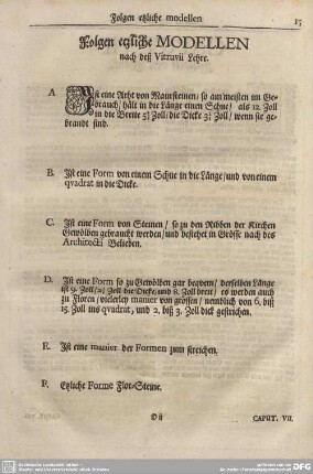 Folgen etzliche MODELLEN nach deß Vitruvii Lehre.