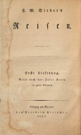 Reise nach der Insel Kreta im griechischen Archipelagus im Jahre 1817 : mit Kupfern und Karten, 1