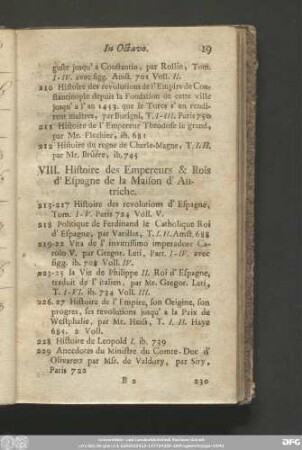 VIII. Histoire des Empereurs & Rois d'Espagne de la Maison d'Autriche.