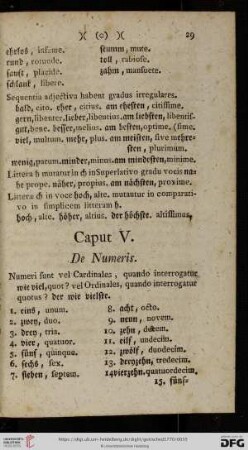 Caput V: De Numeris