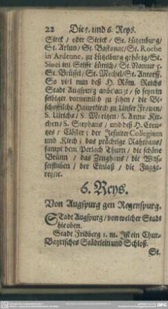 6. Reys. Von Augspurg gen Regenspurg