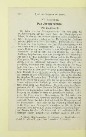 VI. Hauptstück. Das Zweckproblem