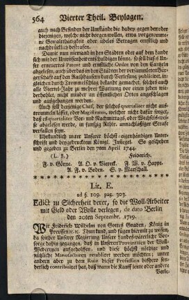 564-576, Lit. E. - Project der Sportul-Ordnung bey dem Cammer-Gericht.