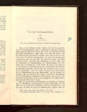 Über die Vererbungssubstanz : (aus dem anatomischen Institut der k. k. deutschen Universität Prag)