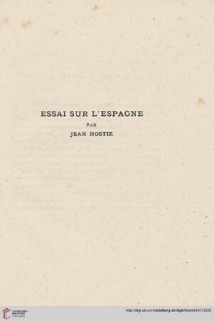 1: Essai sur l'Espagne