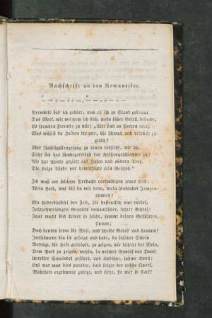Nachschrift an den Romantiker.
