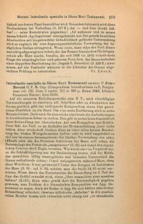 273-274 [Rezension] Morant, Petro, Introductio specialis in libros Novi Testamenti