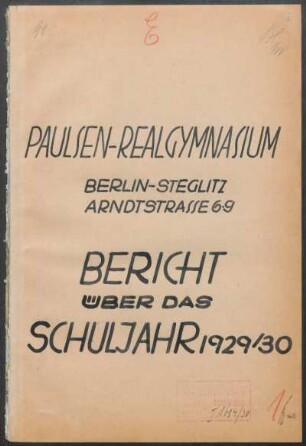 1929/30: Bericht ... 1929/30