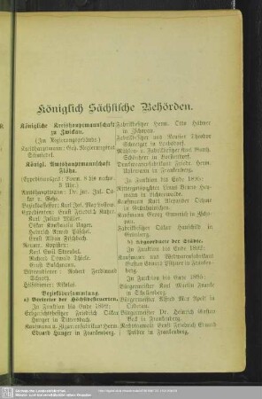 Behördenverzeichnis : Königlich Sächsische Behörden