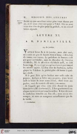 (Lettre XI - XX)